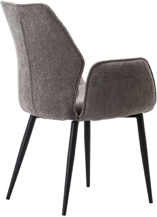 LABEL51 Morris Eetkamerstoel Grijs Velvet Black Frame Stoel Normale eetkamerstoel Met Armleuning