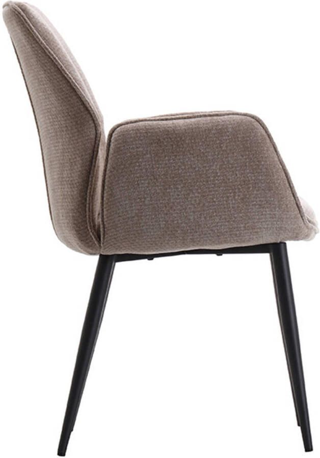 LABEL51 Morris Eetkamerstoel Bruin Velvet Zwart Metalen Frame Stoel Normale eetkamerstoel Met Armleuning - Foto 3