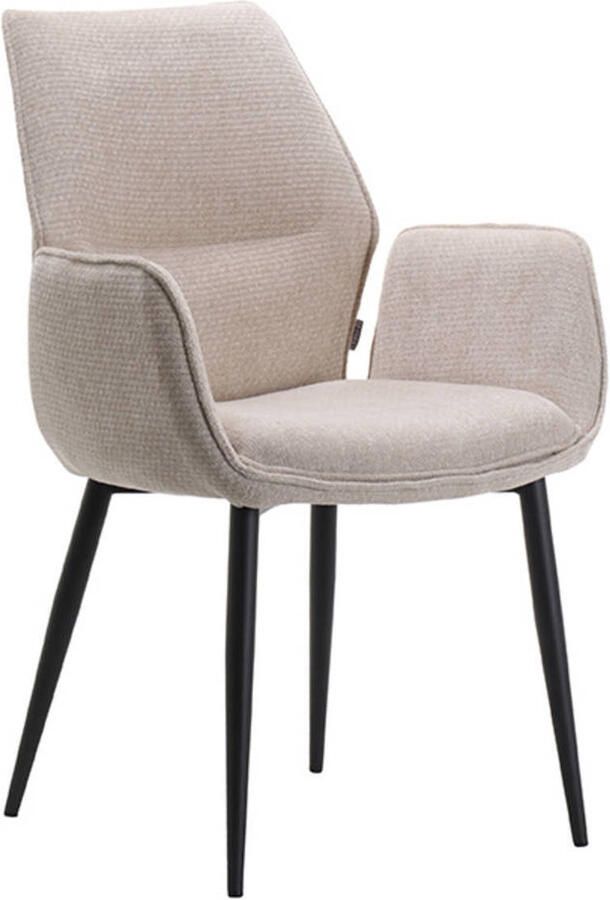 LABEL51 Morris Eetkamerstoel Naturel Velvet Black Frame Stoel Normale eetkamerstoel Met Armleuning - Foto 3