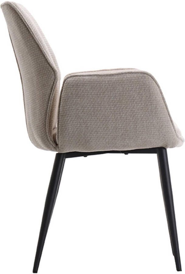 LABEL51 Morris Eetkamerstoel Naturel Velvet Black Frame Stoel Normale eetkamerstoel Met Armleuning