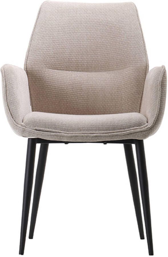 LABEL51 Morris Eetkamerstoel Naturel Velvet Black Frame Stoel Normale eetkamerstoel Met Armleuning - Foto 2