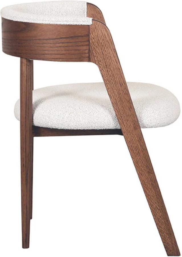 LABEL51 I_Sasha Eetkamerstoel WIT Stof Walnoot Houten Frame Stoel Normale eetkamerstoel - Foto 4