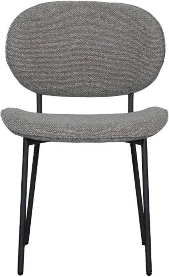 LABEL51 I_Senn Eetkamerstoel GRIJS Royal Stof Zwart Metalen Frame Stoel Normale eetkamerstoel - Foto 3