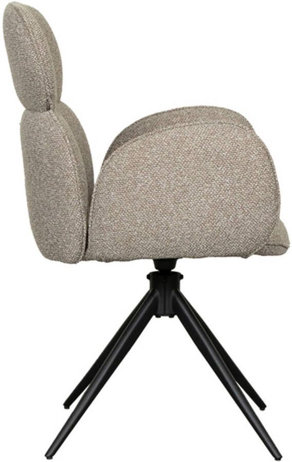 LABEL51 Vidar Eetkamerstoel Naturel Stof Black Frame Stoel Normale eetkamerstoel Draaibaar Met Armleuning - Foto 3