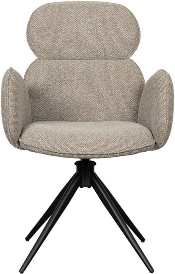 LABEL51 Vidar Eetkamerstoel Naturel Stof Black Frame Stoel Normale eetkamerstoel Draaibaar Met Armleuning - Foto 2