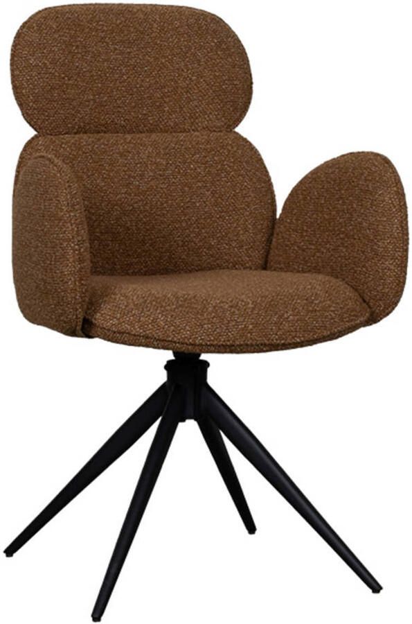 LABEL51 Vidar Eetkamerstoel Oranje Stof Black Frame Stoel Normale eetkamerstoel Draaibaar Met Armleuning - Foto 5