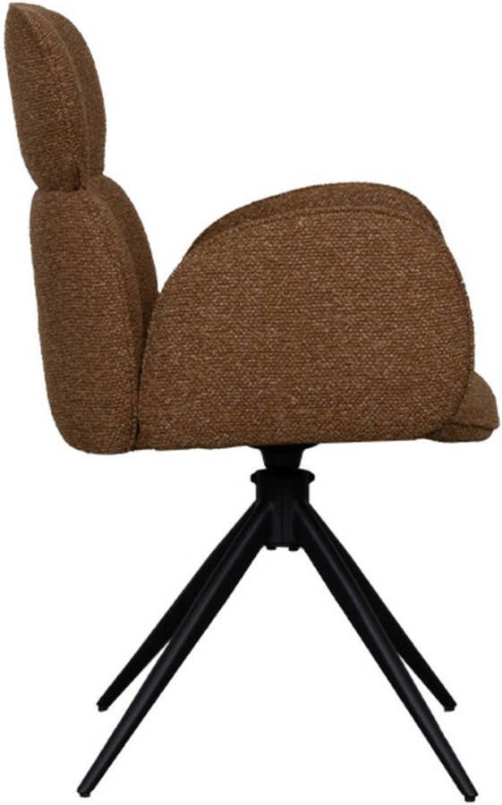 LABEL51 Vidar Eetkamerstoel Oranje Stof Black Frame Stoel Normale eetkamerstoel Draaibaar Met Armleuning - Foto 4