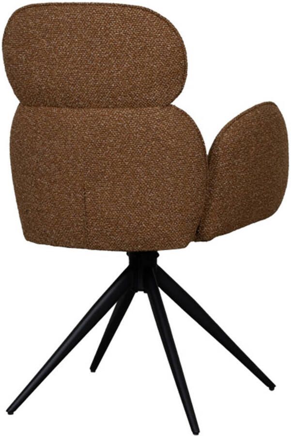 LABEL51 Vidar Eetkamerstoel Oranje Stof Black Frame Stoel Normale eetkamerstoel Draaibaar Met Armleuning - Foto 3