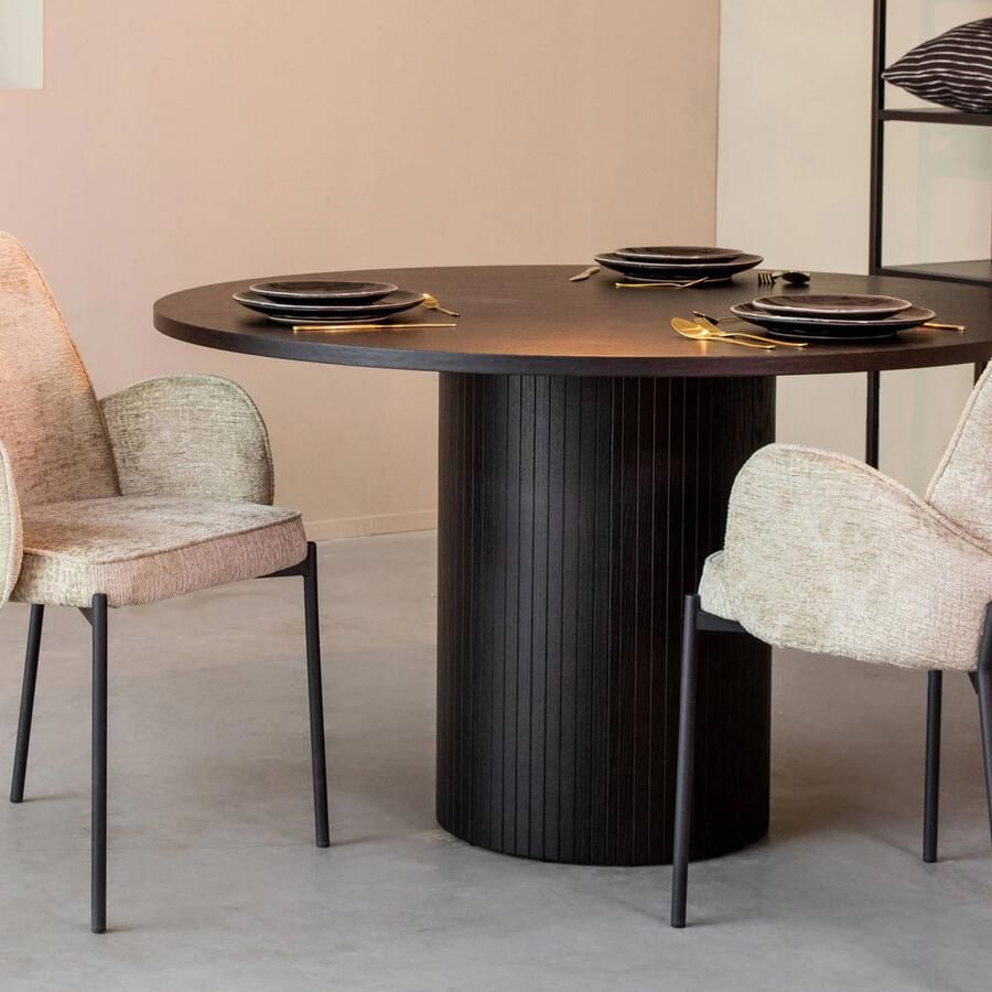 LABEL51 Eetkamertafel Oliva Zwart 130 cm Rond - Foto 2