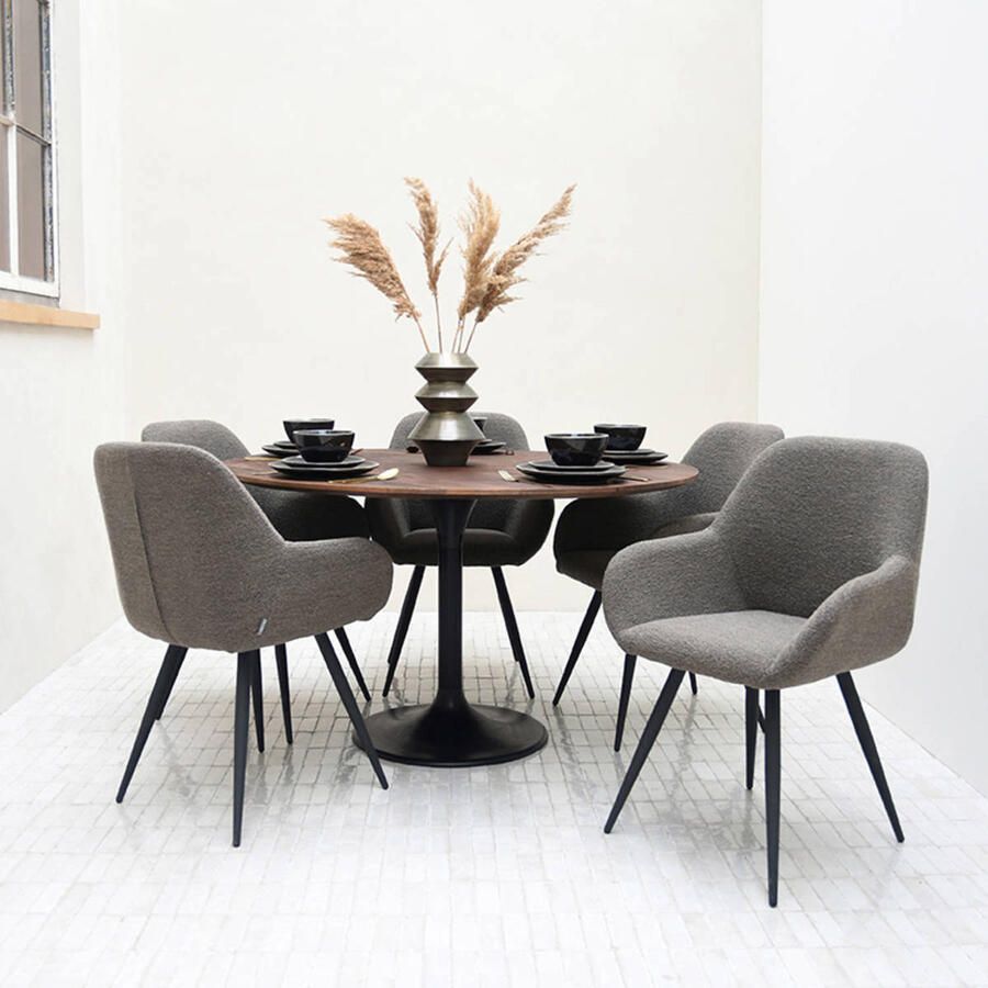 LABEL51 Otto Eetkamertafel Bruin Mangohout 130 cm Rond - Foto 2