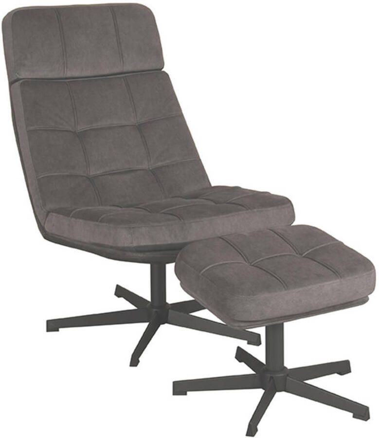 Label51 Fauteuil Alvar Antraciet Cosmo Incl. Hocker 57x53x83 cm - Foto 4