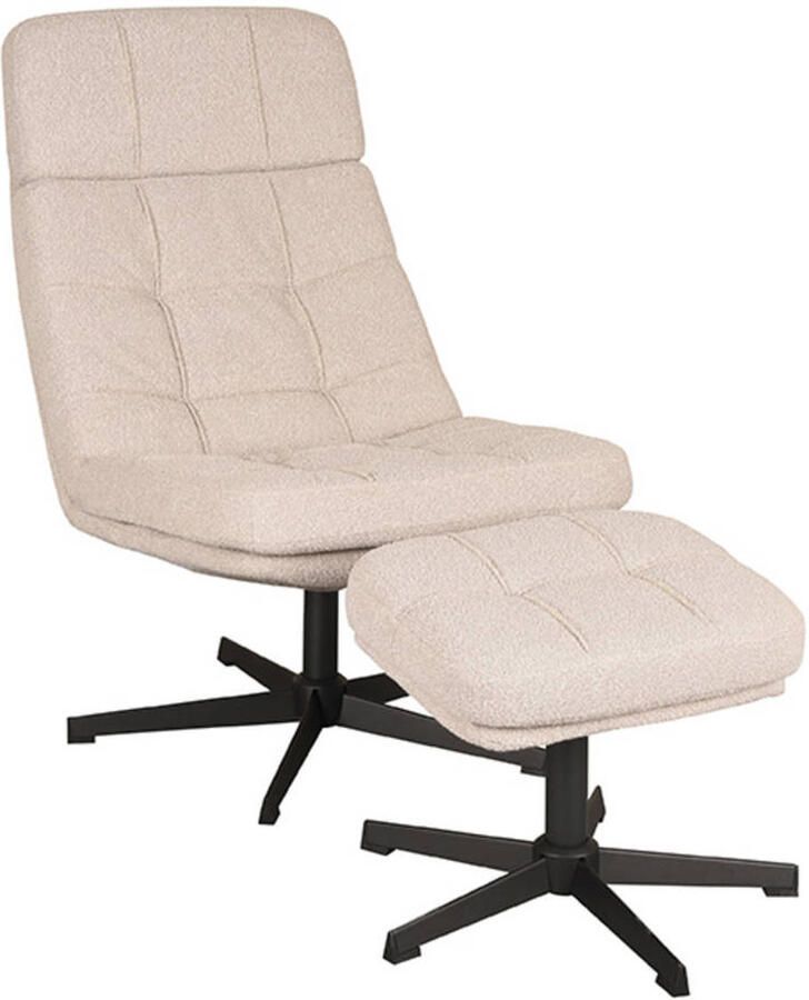 LABEL51 Alvar Fauteuil Naturel Stof Incl. Hocker Draaibaar - Foto 5