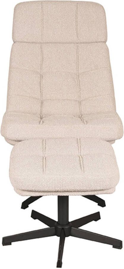 LABEL51 Alvar Fauteuil Naturel Stof Incl. Hocker Draaibaar - Foto 4