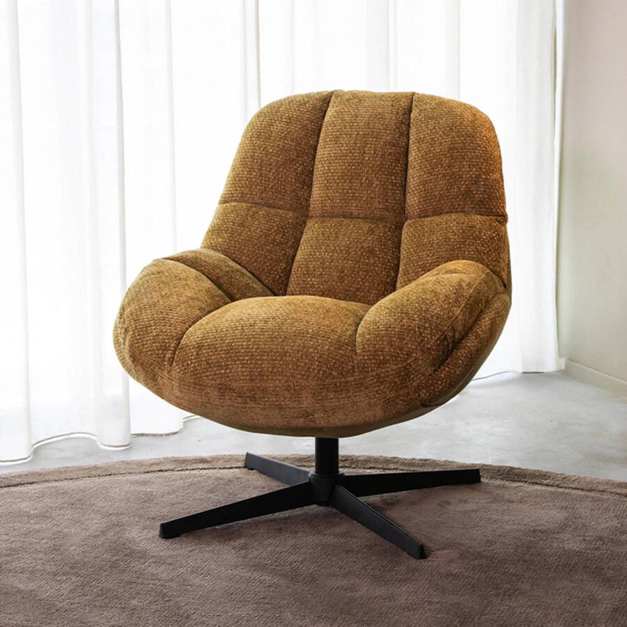 LABEL51 Huxley Fauteuil Geel Velvet One Size Normale eetkamerstoel