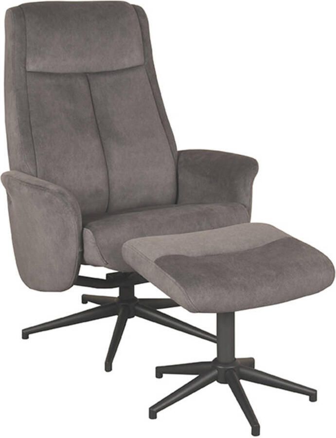 LABEL51 I_Bergen Fauteuil GRIJS Velvet Incl. Hocker Draaibaar Met Armleuning - Foto 2