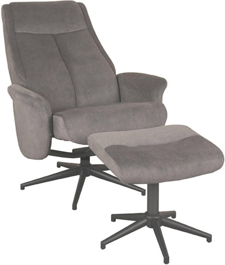 LABEL51 I_Bergen Fauteuil GRIJS Velvet Incl. Hocker Draaibaar Met Armleuning - Foto 5