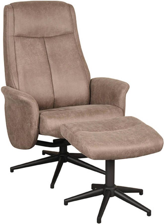 LABEL51 I_Bergen Fauteuil BRUIN Stof Incl. Hocker Draaibaar Met Armleuning - Foto 4
