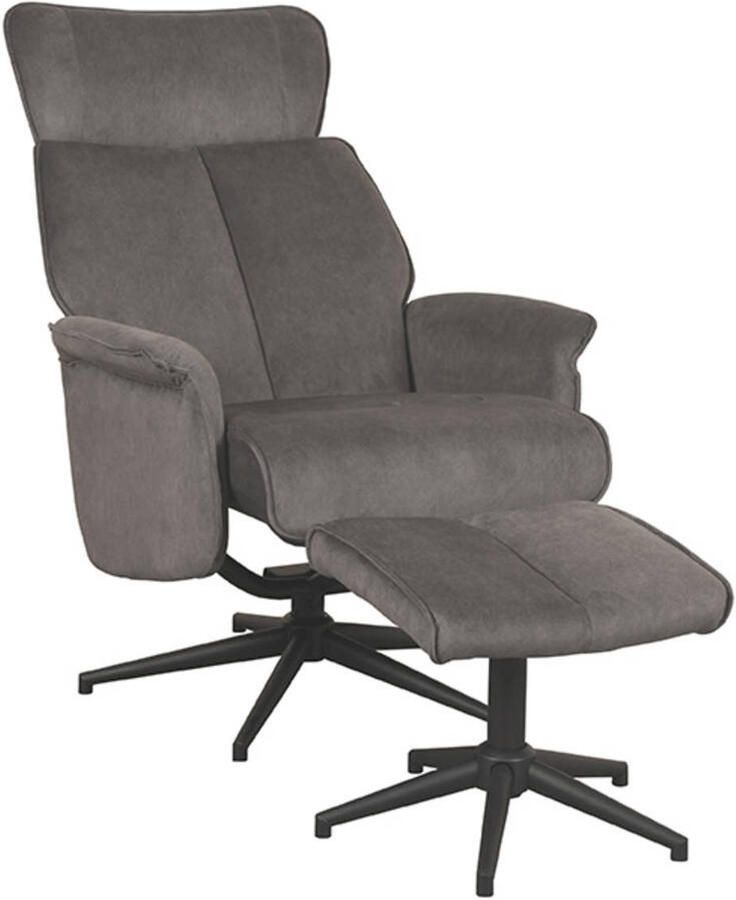LABEL51 Verdal Fauteuil Grijs Velvet Incl. Hocker Draaibaar Met Armleuning - Foto 3