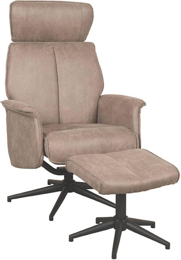 LABEL51 Verdal Fauteuil Bruin Stof Incl. Hocker Draaibaar Met Armleuning - Foto 5