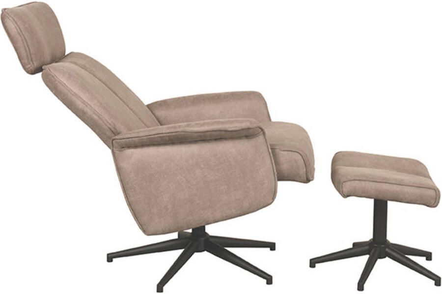 LABEL51 Verdal Fauteuil Bruin Stof Incl. Hocker Draaibaar Met Armleuning - Foto 4