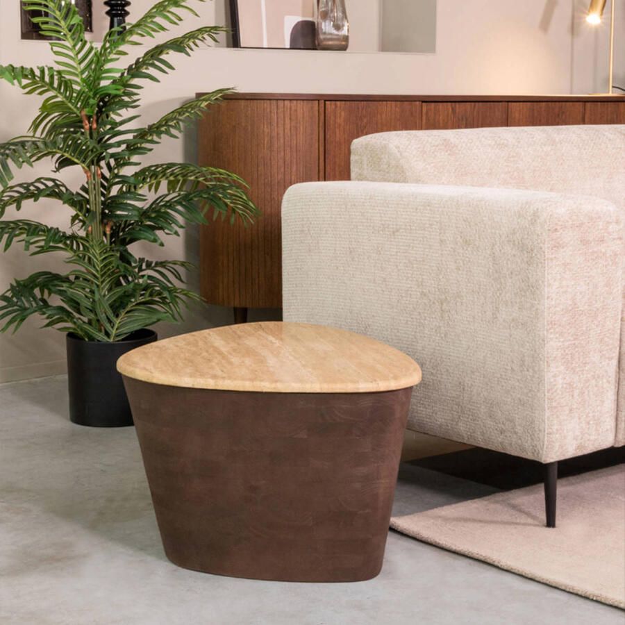 LABEL51 Salontafel Ravi Travertin Espresso 70cm