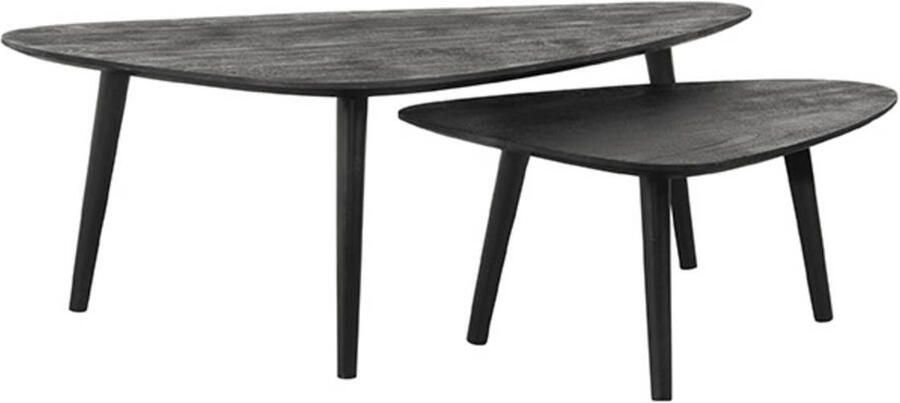 LABEL51 Salontafel Set Rock Zwart Mangohout Zwart Metaal - Foto 3