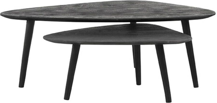LABEL51 Salontafel Set Rock Zwart Mangohout Zwart Metaal - Foto 2