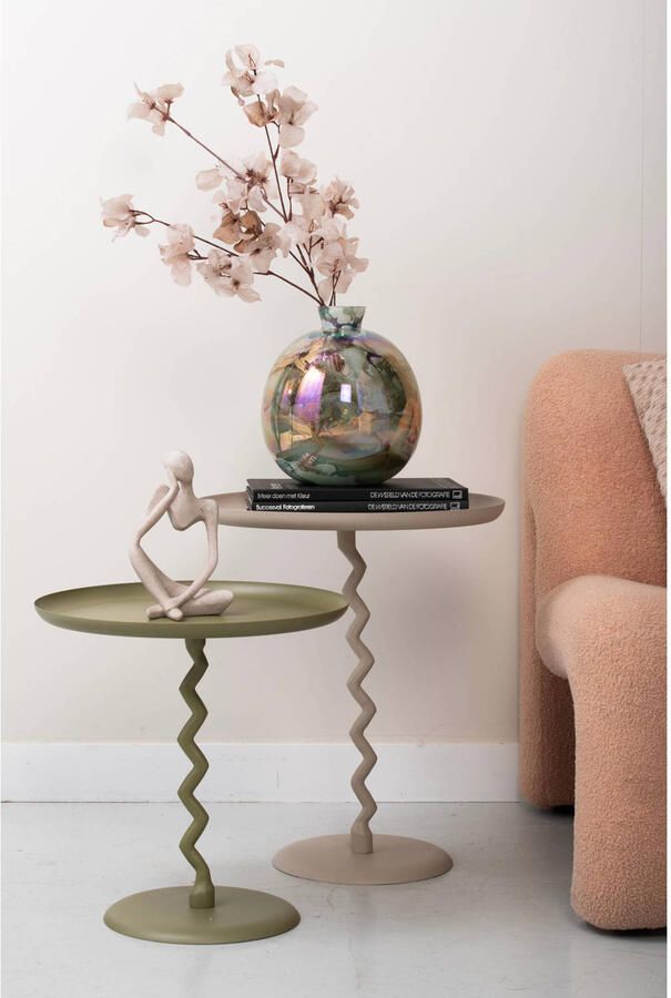 Leitmotiv Bijzettafel Zig Zag Warmgrijs Ø44cm Scandinavisch - Foto 2