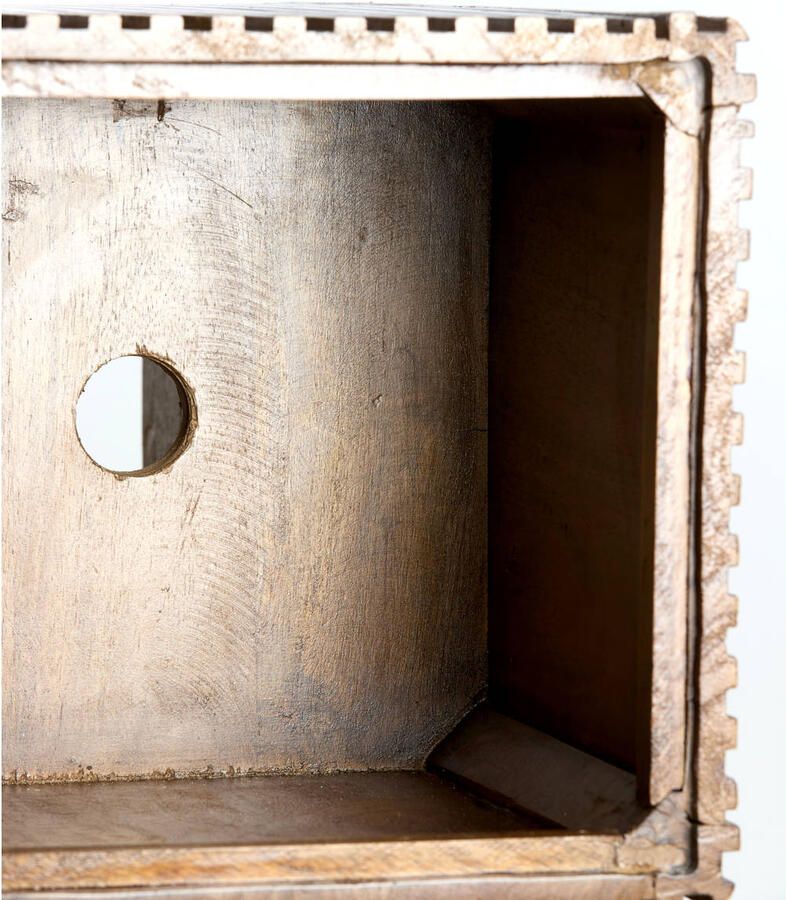 Light & Living Gatura zuil 35x35x80 cm hout donkerbruin glas bruin