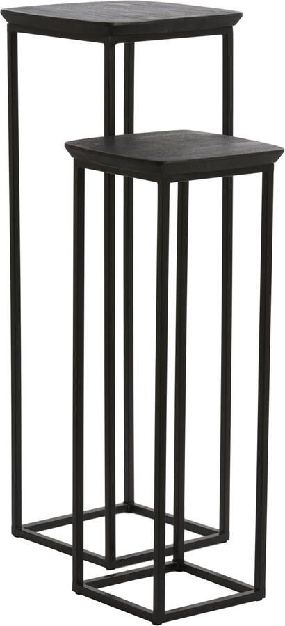 Light & Living Light&living Zuil S 2 30x30x80+35x35x100 cm QUENZA acacia hout zwart+zwrt - Foto 3