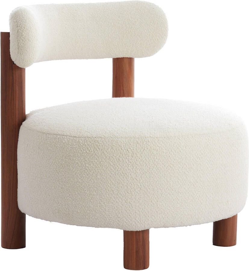 Light & Living Fauteuil Ferentino Acaciahout en Bouclé Crème - Foto 3