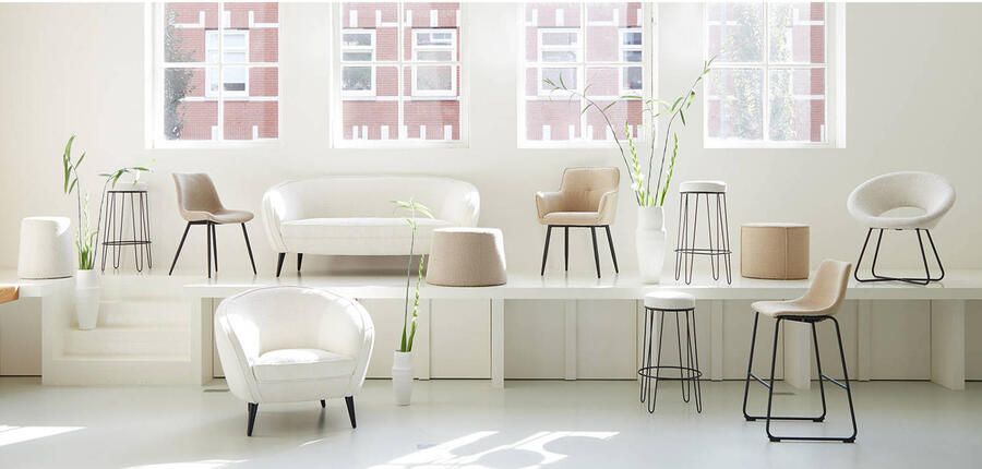 Light & Living Light&living Poef Ø39x45 cm LAURYN bouclé crème - Foto 2