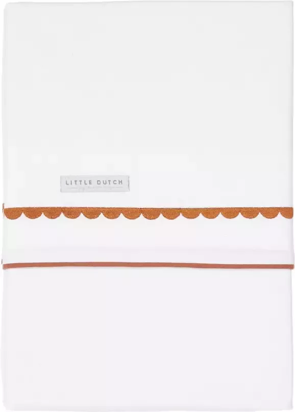 Little Dutch baby ledikantlaken 110x140 cm Pure Rust Rounded geborduurd