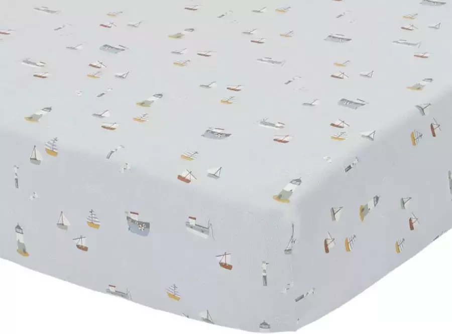 Little Dutch katoenen wieg hoeslaken Sailors Bay Blue 40x80 cm