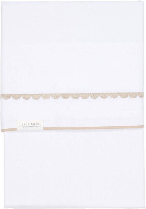 Little Dutch ledikantlaken Rounded geborduurd wit beige