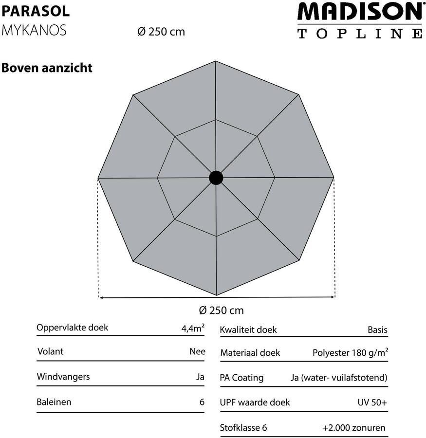 Madison parasol 250 Mykanos Taupe - Foto 2