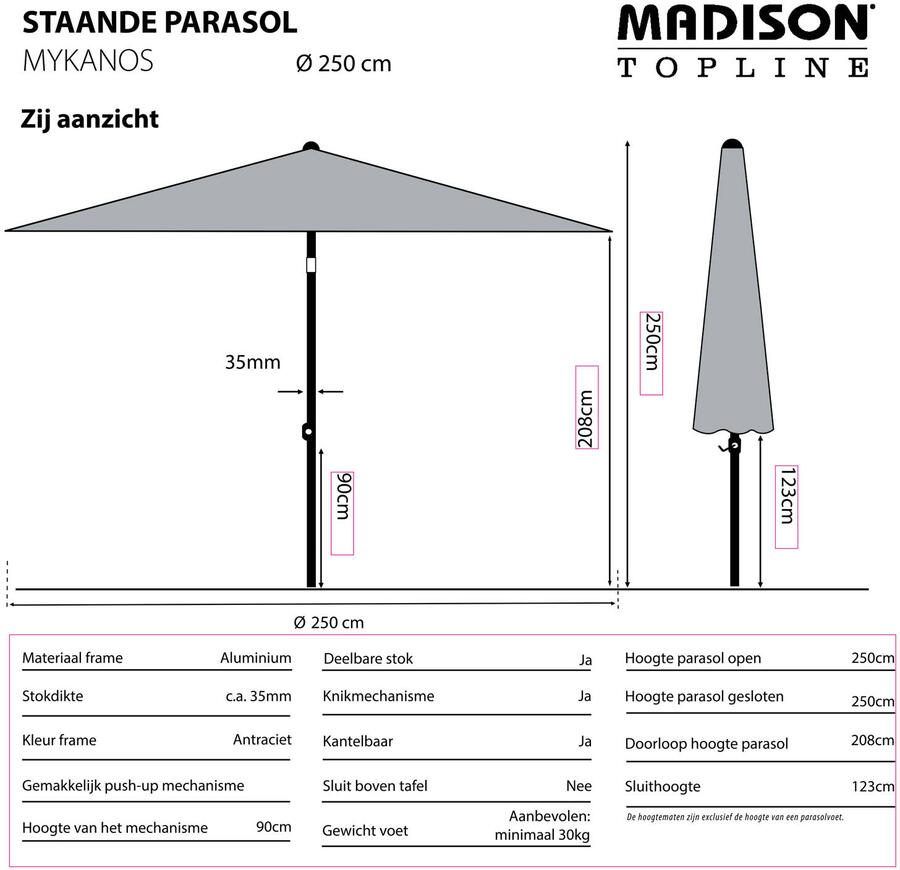 Madison Mykanos Parasol Ø 250 cm - Foto 3