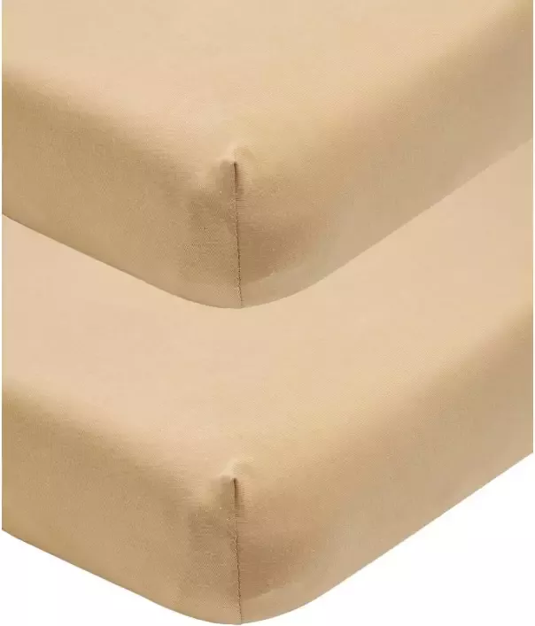 Meyco katoenen jersey hoeslaken wieg set van 2 40x80 90 warm sand
