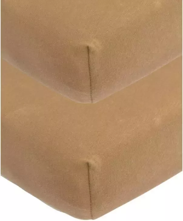 Meyco katoenen jersey ledikant hoeslaken 60x120 cm set van 2 Toffee