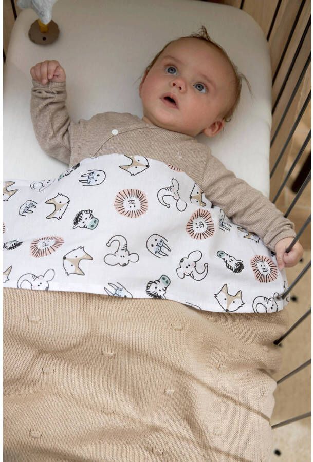 Meyco baby ledikantlaken Animal Uni set van 2 100x150 cm wit multi