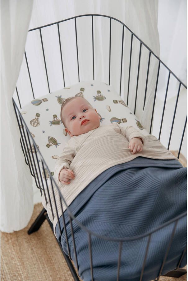 Meyco baby wiegdeken met flanel Pure indigo - Foto 3