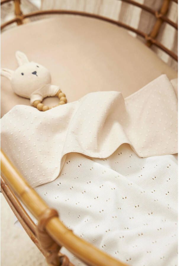 Meyco bamboe ledikantdeken Ajour offwhite