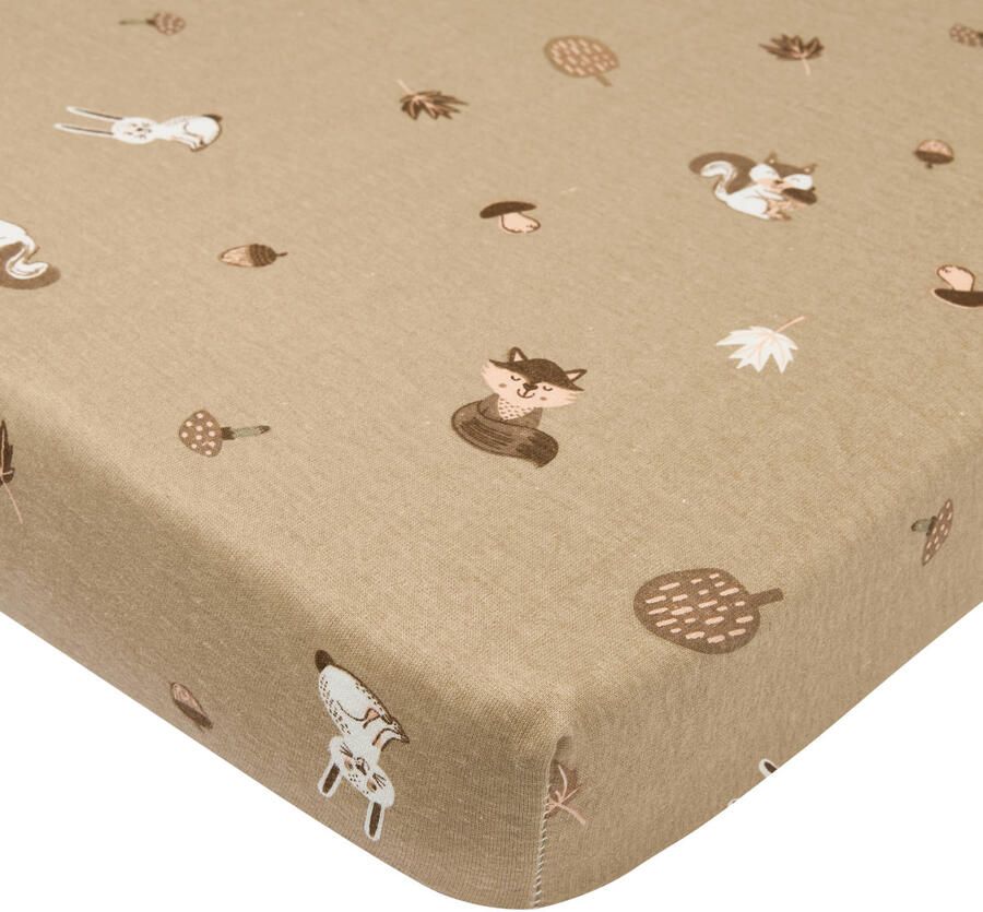 Meyco boxmatras hoeslaken Forest Animals beige