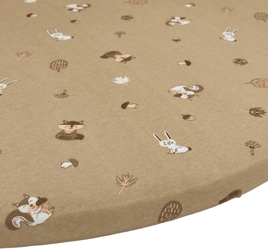 Meyco boxmatras hoeslaken Forest Animals sand