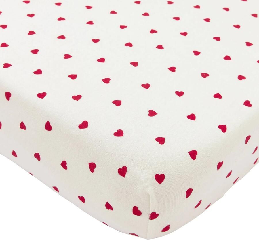 Meyco hoeslaken co-sleeper Sweet Heart rood wit