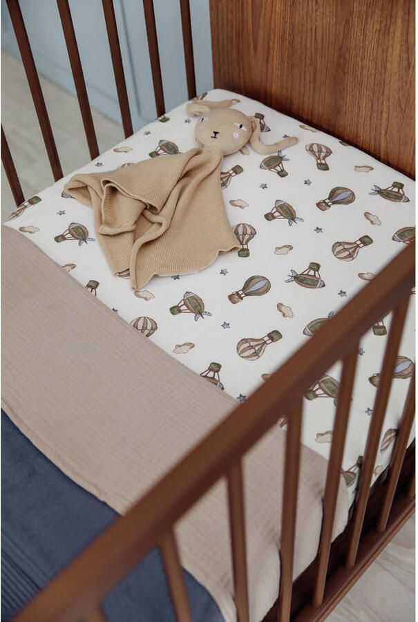 Meyco hoeslaken junior bed Air Balloons ecru groen blauw - Foto 2