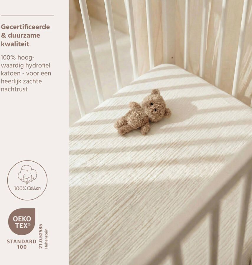 Meyco hoeslaken juniorbed pre-washed hydrofiel offwhite 70x140cm - Foto 2