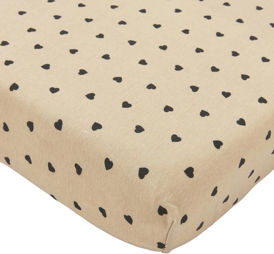 Meyco hoeslaken ledikant Sweet Heart beige zwart