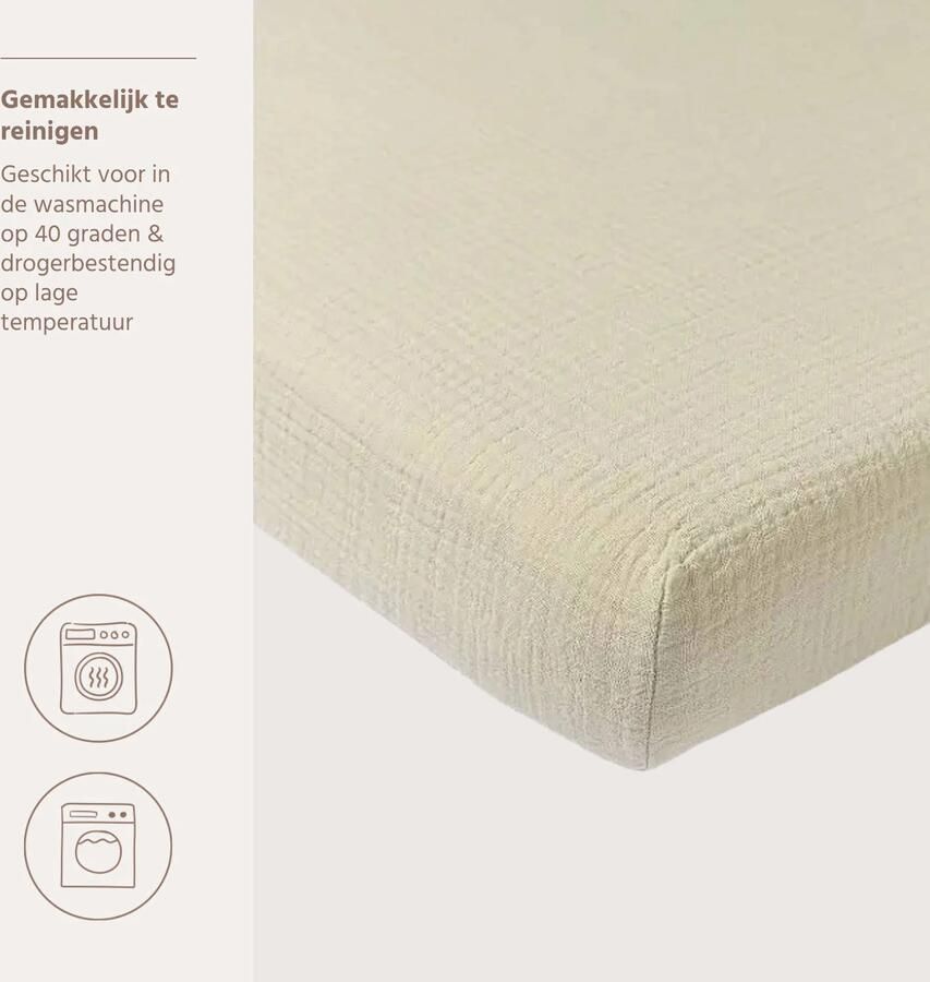 Meyco hoeslaken wieg pre-washed hydrofiel soft sand 40x80cm - Foto 2