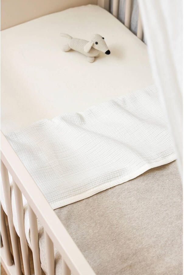 Meyco jersey hoeslaken ledikant set van 2 nature